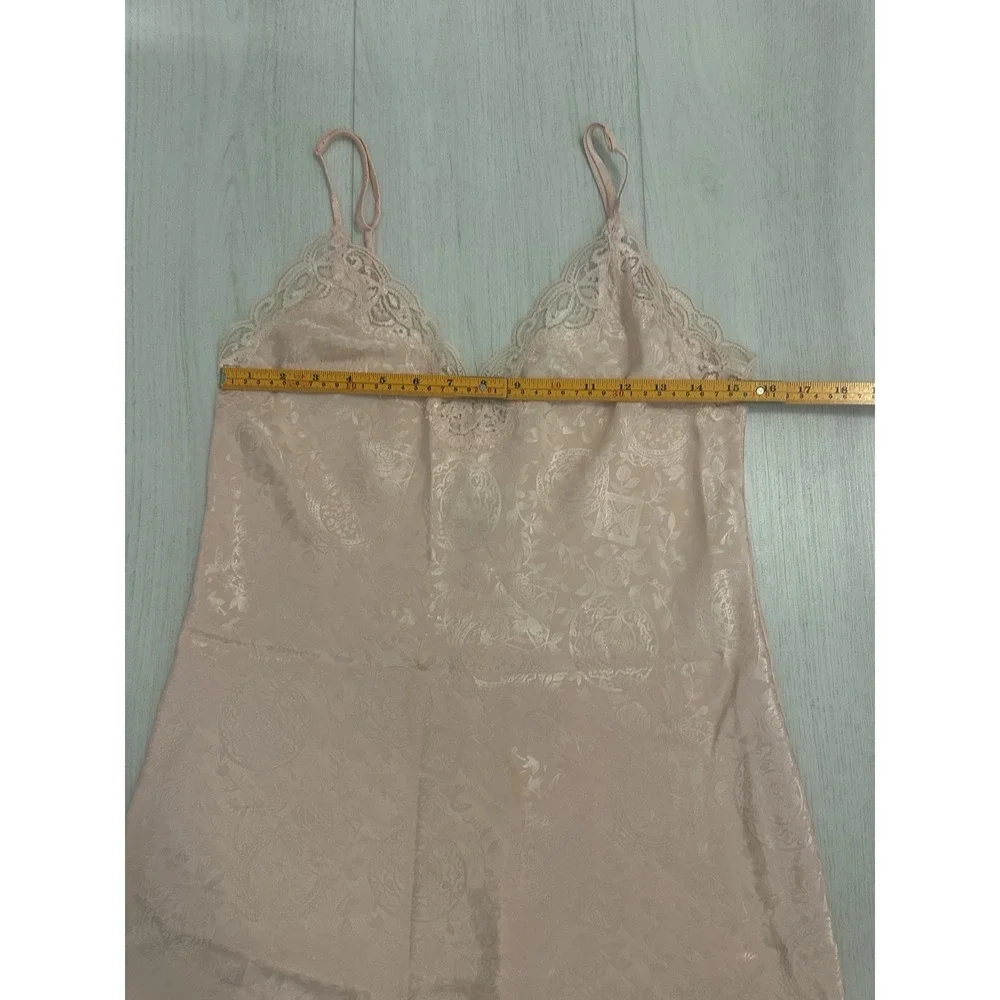 Vintage Victoria's Secret Satin Sleep Slip Sz S Pink - Gold Label - Lace Detail‎